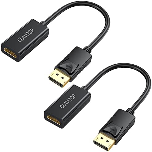 CLAVOOP Дисплеј Порта НА HDMI Адаптер 2 Пакет, 4K DP На HDMI Адаптер Позлатен Еднонасочен Дисплеј СО Голема Брзина HDMI Конвертор Компатибилен