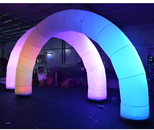 Bmgiant Giant Archway со надувување со RGB светла и две вери 16,4 '' и 9,84 '' за свадба, забава, топка, комерцијално рекламирање