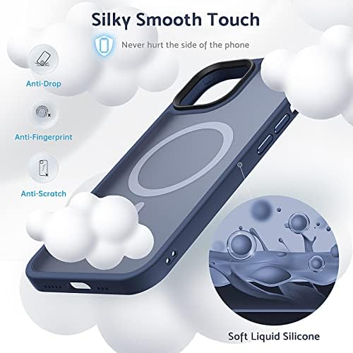 Anqrp Дизајниран За Iphone 12 Pro Max Случај, [Поддршка Magsafe] Мек Силиконски Тенок Случај Против Гребење за iPhone 12 Pro max 6,7 инчи, Сина