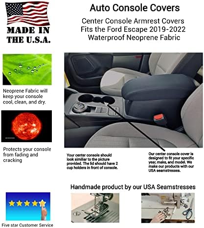 Автоматската конзола ги опфаќа- Форд Бегство 2020-2023 Централна конзола за потпирач за ракавици водоотпорна неопрена ткаенина- црна