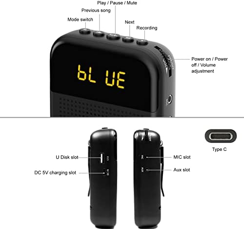 Winbridge S209 Bluetooth Гласовен засилувач за наставници со преносни слушалки за микрофон жични, личен говорни засилувачи карактеристики