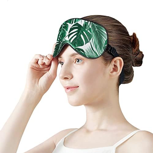 Тропски палми лисја печатено за спиење маска за очи меко слепило око со прилагодлива лента за ноќни очила за очила за мажи за мажи жени