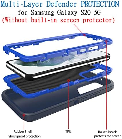 Случај за бранител За Samsung Galaxy S20 5G ,Телефонска Кутија Bisbkrar [Воено Одделение] 3 во 1 Отпорен На Удари Цврст Заштитен, Тежок
