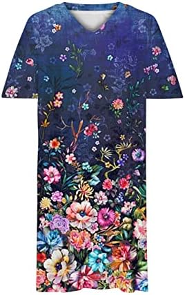 LMDUDAN PLUS FUSE SHIZE SHIFT FOOR FOR WOMEN Floral Printed летни фустани со средна ракав мини забава со џебови