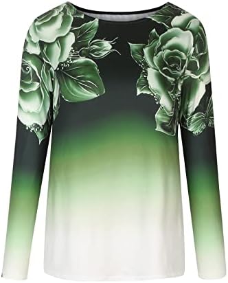 Дами есен летен графички маичка облека мода со памук со памук со долги ракави, обичен блуза за блуза за жени C6 C6