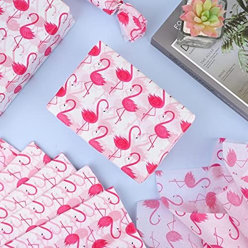 50 Листови 28 * 20 Инчи Фламинго Ткивна Хартија За Пакување Подароци Розова Ткивна Хартија За Торби За Подароци За Роденден, Туш