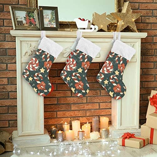 Алаза Божиќни чорапи Слатки за Божиќ и Нова Година Класик Персонализирани големи декорации за порибување за семејни празнични сезони за