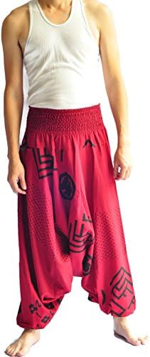 Баги јога хипи Бохо Аладин Алибаба Харем панталони со една големина рачно изработена црвена боја