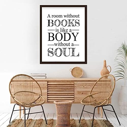 Виси wallиден знак со класични цитати, просторија без книги е како тело без душа рустикална шик стил рамка дрвена плакета за полица
