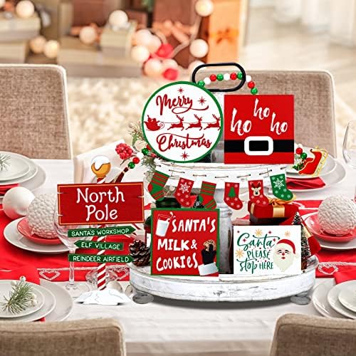 12 парчиња Божиќна нијанса на табела за таблички Божиќ Декор декор на трпезариска маса, рустикален центар за трпезариски божиќни дрвени
