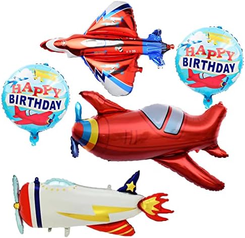 Борбен авион балони снабдувач на забави 5 парчиња цртан филм летачки авион со хеликоптерска забава декор авиони за деца играчки