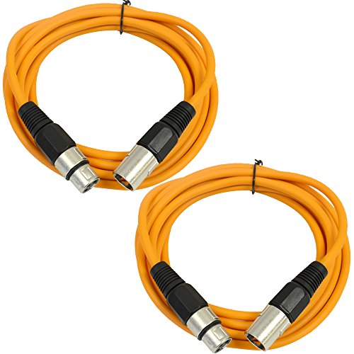 Сеизмички аудио - SAXLX -10-2 пакет од 10 'XLR машки до XLR Femaleенски печ -кабли - избалансирани - 10 стапала за лепенка - жолта и жолта