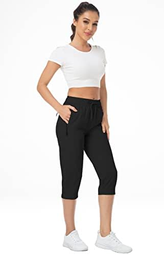 Куенлун Топ женски пешачки џогерс Каприс Брз сув лесни панталони Атлетски тренингот на отворено обични џебови за патенти