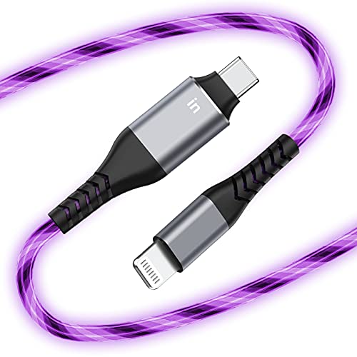 Oliomp USB C до молња кабел 6ft осветлен LED LED iPhone Chaber Cable 6ft Кабел за брзо полнење за iPhone 14/13/12/11 Pro MAX/XS/XR/X/8/7/6S/6PLUS/SE/5S