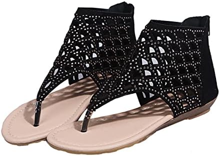 Rbculfенски флип-флип-сандали моден ринестон шуплив задниот патент отворен пети чевли на плажа што не се лизга, лизгање на сандали