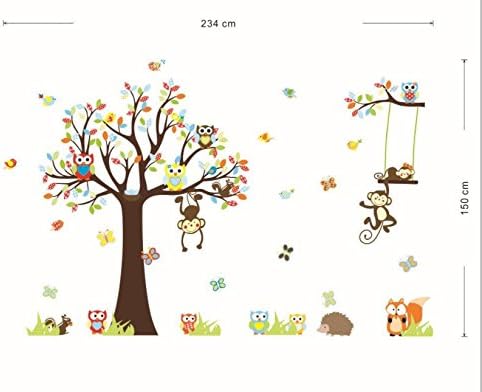 Covpaw® Wallидни налепници декор бувови мајмуни Мајмуни деца расадник бебешки детска соба декорација 1212