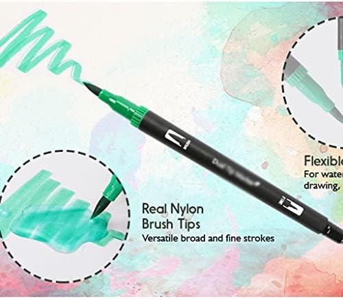 Wenlii 12/24 бои акварели уметнички маркери Поставете пенкало за четка со двојно врв фининер за цртање на канцелариски материјал за боење