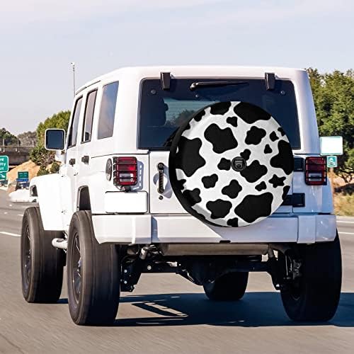 Foruidea Прекрасна животинска бела крава печатење резервни гуми со капакот на гумата за резервни фотоапарати, опфатен приколка, RV, SUV и