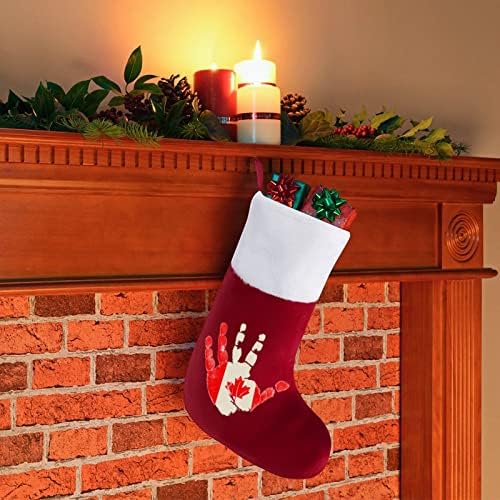 Канада знаме палма Божиќно порибување Божиќни чорапи торбичка куќа семејство Божиќ декор