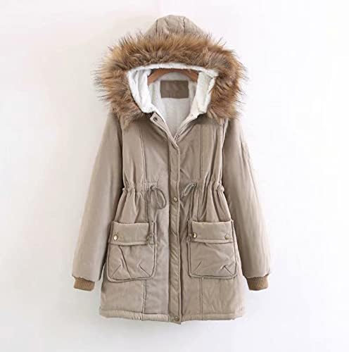 Womenените кадифен јака палто Зимски руно џебови со долги ракави со аспиратор на отворено, топло тенок јакна од палто за надворешна облека