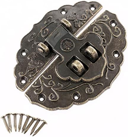 Zouoou daakou910 1PC 5644mm Антички месинг кутија со брава на брадавици за украсување декоративни накит кутија HASP заклучување брава со