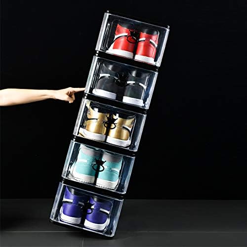 Кутии за складирање на чевли WoQlibe, 9 пакувања надградени, чисти пластични кутии за чевли со капаци со капаци, вклопуваат максимум до