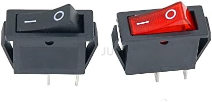 1 парчиња монолитен прекинувач за типот на бродот KCD3-101 Рокер прекинувач 2 Позиција 2 пински вклучен црна и транспарентна црвена AC