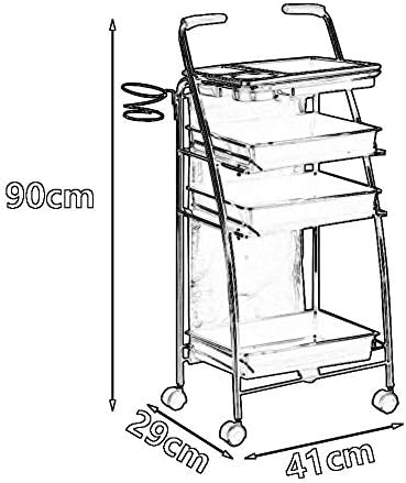 Колички Bkgdo, количка за домаќинства за сервирање 4 ленти за убавина салон за спа -количка количка за нокти на тркала, држач за фен за коса,