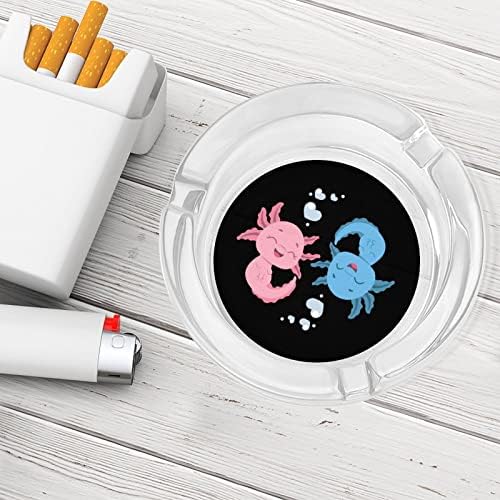 Axolotl yin Yang Прекрасно моделирано густо стаклено пепелници класичен тркалезен држач за цигари канцеларија за домашна декорација на десктоп