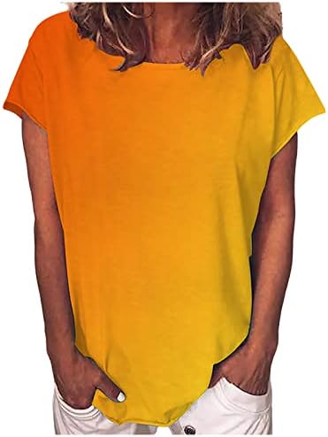 Yayiya Обична блуза за тинејџерска девојка есен лето кратки ракави екипаж градиент за слабеење на туники врвови од камилии кошули жени