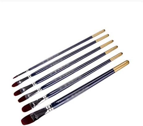 MJWDP 6pcs/Поставете дрвена рачка акварел боја Пенка за пенкало за бои четка најлонска коса темно сина дрвена рачка мултименска цел