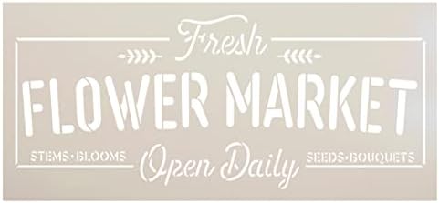 Пазар на свежо Цвеќе Отворена Дневна Матрица Од Студиор12 | Занает САМОСТОЈНА Пролет Дома Декор | Боја Фарма Дрво Знак | Еднократно