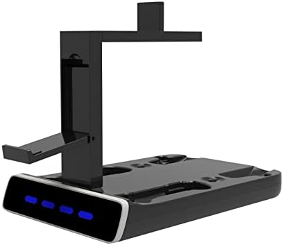 За Ps VR2 Дисплеј Стојат СО LED Светло, Мултифункционален ЗА PS5 Контролер Полнач Приклучок ЗА Psvr2 Полнење Станица СО VR Слушалки Дисплеј Стојат &засилувач; 4 Контролер Пол