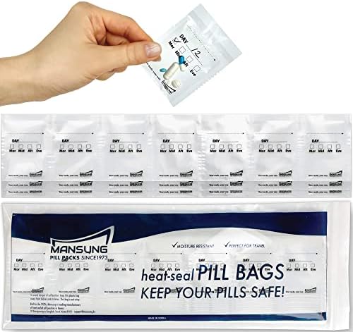 Чанти за пилули на Мансунг - торбички за пилули за медицина - Организатор за додатоци на витамин, торби за топлинска заптивка