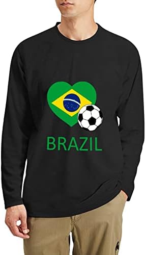 Loveубовта на бразилски фудбалски маички со долги ракави за мажи за маица за лежење на екипажот за вежбање на тренингот