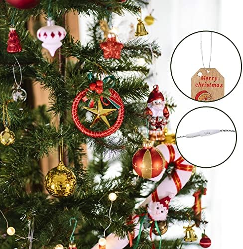 300 парчиња Божиќни украси, закачалки за висини за висечки јажиња за украси за украси на новогодишна елка со прицврстувач за прицврстување