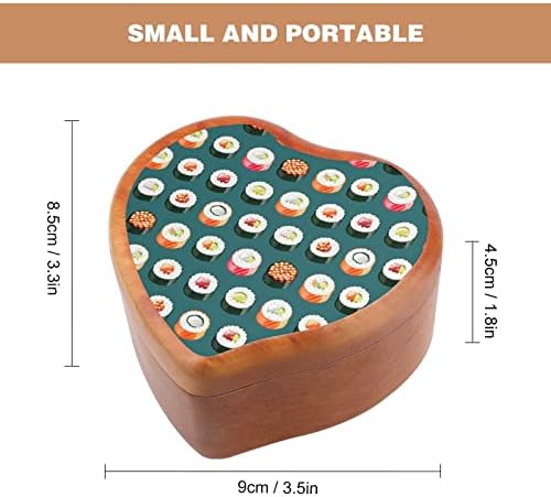 Суши постави гроздобер дрвен часовник музички кутија во облик на срцева кутија подароци за семејни пријатели на lубовници