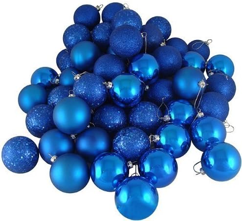 Кипокалор сина боја на елката топка украси мини уништување на сатенски сјајни и сјајни завршни сијалички Божиќни украси