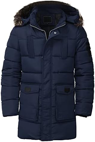 XXBR туника надолу јакни за мажи, зимски памук со топол палто со средна должина долга палто со ветерно-качулка надворешна облека