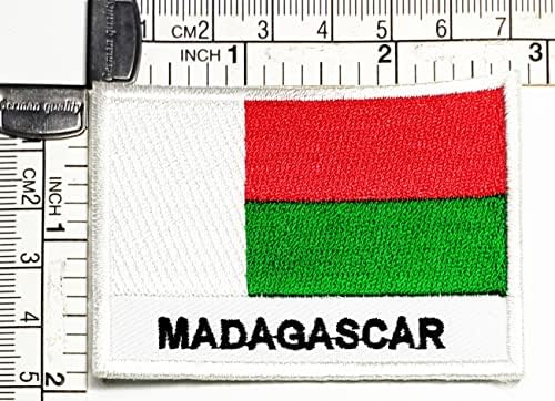 Кленплус 1, 7Х2, 6 ИНЧИ. Мадагаскар Знаме Лепенка Земја Знаме Амблем Униформа Шие Железо На Закрпи Мода Додаток Занает Проекти Костим Шиење