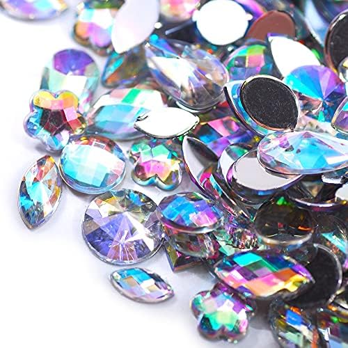 14 бои нокти уметнички скапоцени камења кристално чиста аб rhinestones Мешана форма акрилна каса за DIY украси за уметност 500 компјутери/торба