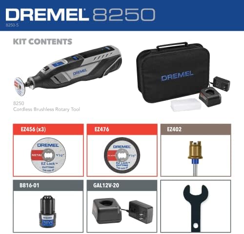 Dremel 8250 12V Комплет за ротациони алатки без безжични четки со променлива брзина + Дополнителен B816-01 12V MAX 3AH литиум-јонски батерија
