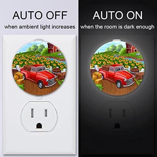 2 приклучок за приклучок за ноќно светло LED ноќно светло автомобил во фарма со сензор за самракот до зори за детска соба, расадник, кујна,