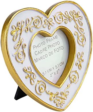 Curqia 2-пакет мини гроздобер рамки за слики со смола таблета за приказ за одмори за свадба, во форма на срце