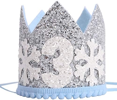 Снегулка Круна 1 -ви роденденска капа - Првиот роденденски партиски рај на рамената ， трим сина и сребрена - Зимска забава за чудо