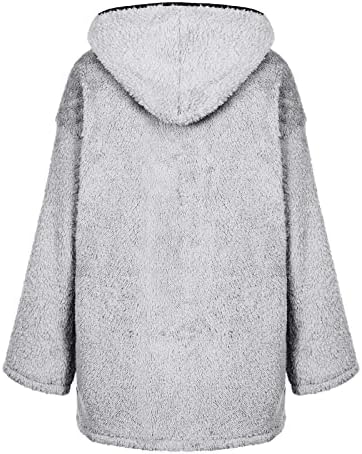 Womenенски преголем качулка со нејасно руно палто Зимско топло крзно јакна Зимски топли кардигански џемпери отворени предна надворешна