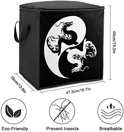 Јин Јанг Змејови Голем Јорган Торба За Чување Организатор Кутија Патент На Врвот За Облека Перница Утешител