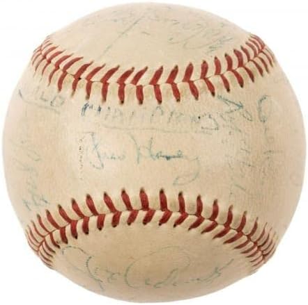 1957 година Милвоки Брејвс Светска серија Шампион го потпиша бејзболот Хенк Арон ЈСА - Автограмирани бејзбол