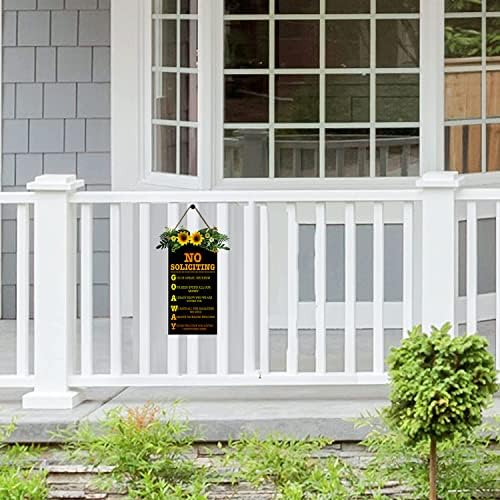 Ломал несакан знак заминува знак за домашна врата, 8 „x16“ хумористичен сончоглед нема знак за барање за украси на влезната врата од дома