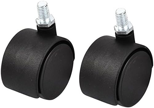 AEXIT 2PCS M8 CASTERS MALE THENG 40мм DIA ROUND TWIN WHEAL ROTARY SWIVEL CASTER BLACK FOR CASTAGE CAST CASTER CASTER